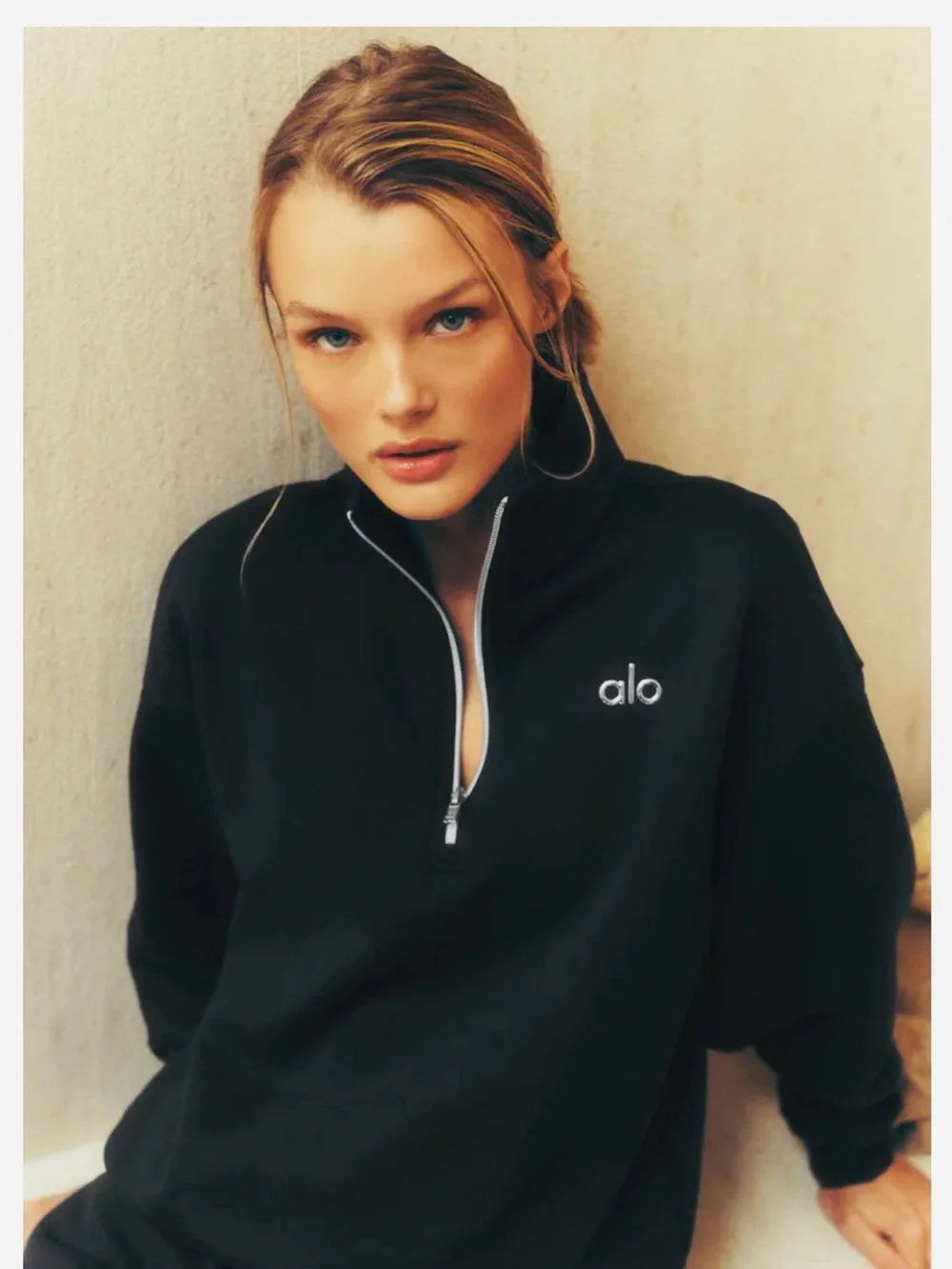 Alo Accolade Womens Black Quarter-Zip Pullover